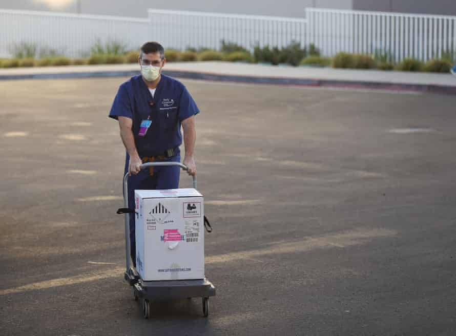 Coronavirus vaccines delivered in San Diego, California. The state began rolling out its first doses this week.