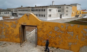 Domingos Abrantes walks to the former political prison in Peniche which has become a museum.