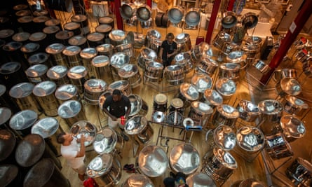 A room full of steel drums.