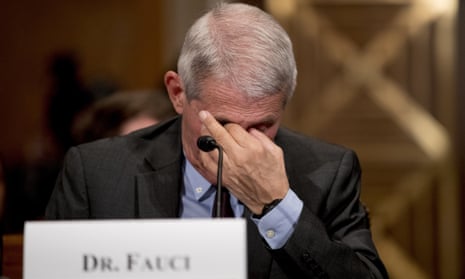 Dr Anthony Fauci, director of the National Institute for Allergy and Infectious Diseases, attends a Senate committee hearing on the coronavirus.