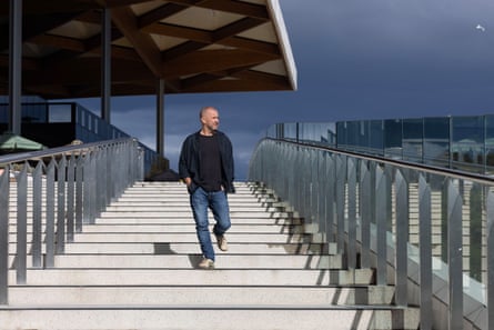 Anthony Burke walks on the western external stairs of the Sydney Fish Market building