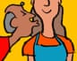 An iIllustration of a man leaning in to kiss a woman's neck