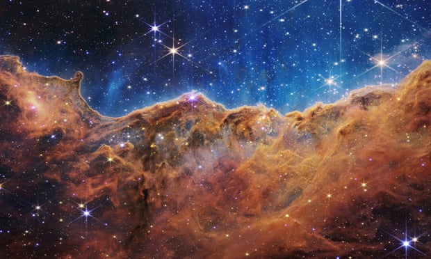 Handout of the first image from the James Webb space telescope of the Carina Nebula.