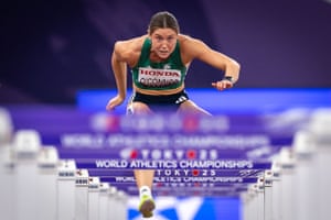 Heptathlete Kate O’Connor of Ireland in action during the 100m hurdles race.