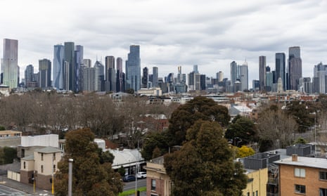 Melbourne CBD seen from a rooftop.