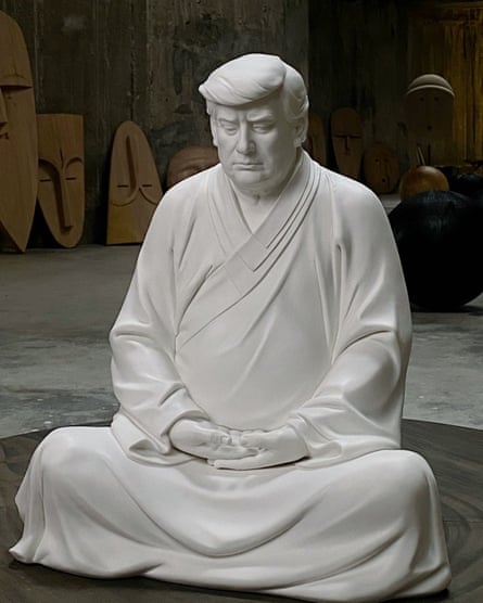 The Trump Buddha statue shows Donald Trump in a meditative pose.