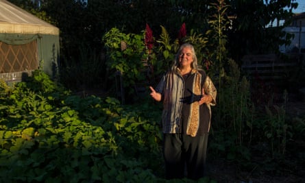 Patricia St Onge in her garden.