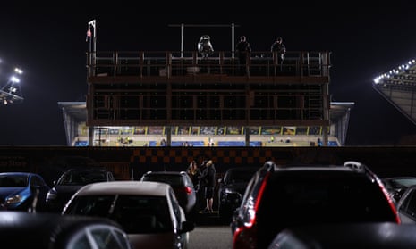 The view from the car park behind the goal.