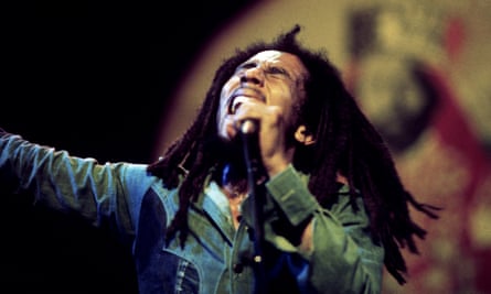 Bob Marley in concert at the Rainbow theatre, London, 4 June 1977.