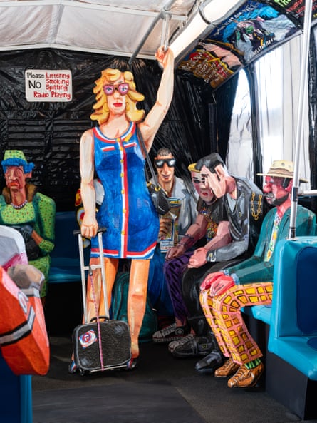 They all seem to have come from somewhere … passengers on Red Grooms’ Bus.