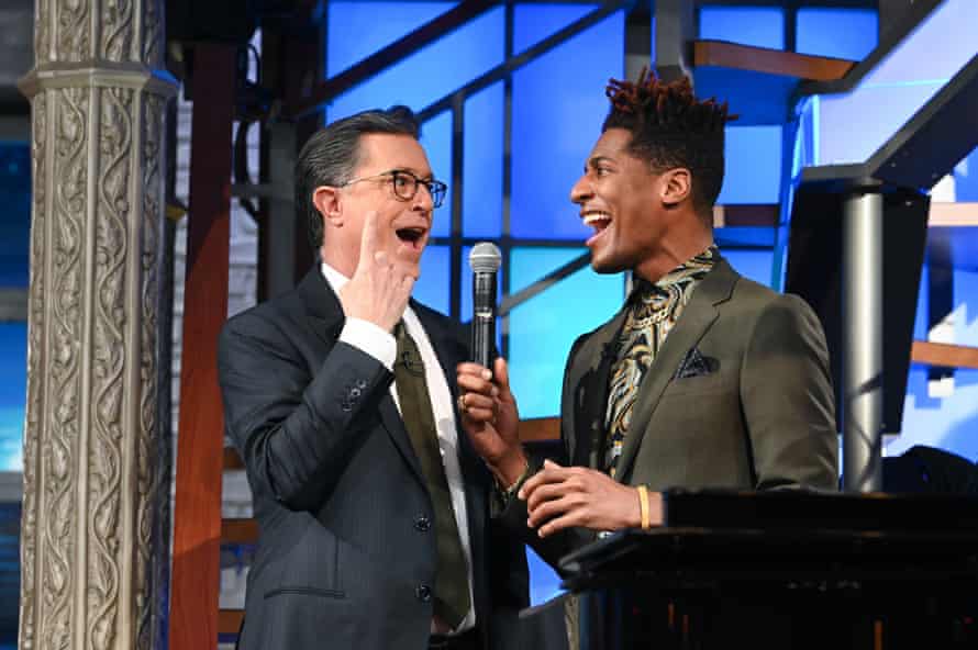 Stephen Colbert and Jon Batiste sing together