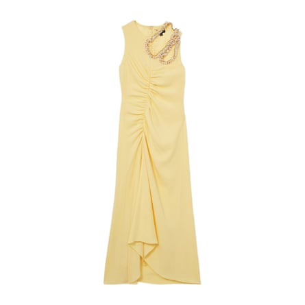 Reiss Elizabeth Atelier Embellished-Shoulder Maxi Dress in Yellow