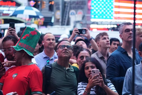 The crowd watching today’s bell-ringing ceremony outside the Nasdaq MarketSite.