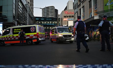 Emergency services are seen at Bondi Junction after multiple people were stabbed inside the Westfield shopping centre in Sydney on Saturday.