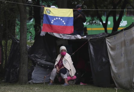 A homeless Venezuelan in Bogota, Colombia