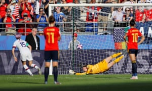 Megan Rapinoe scores her second from the spot.