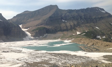 Meltwater forms a pool at Montana’s glacier national park, where scientists have revealed dramatic levels of shrinkage. 