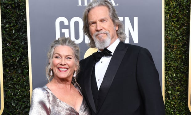 Jeff Bridges and his wife Susan Geston arriving for the Golden Globe Awards in 2019