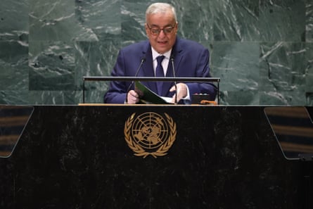 Abdallah Bou Habib speaking at the UN general assembly