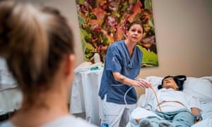A Swedish health care worker (Photo by Jonathan NACKSTRAND / AFP) (Photo by JONATHAN NACKSTRAND/AFP via Getty Images)