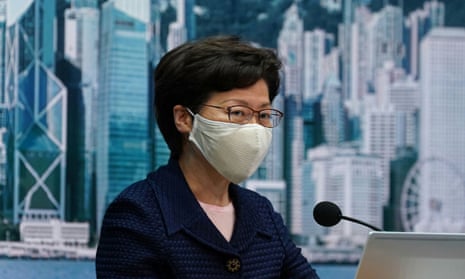 Carrie Lam at a news briefing in July. The sanctions are among the most high-profile taken by the US administration in a broad campaign to challenge China.