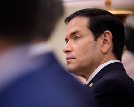 Close-up sideshot of Marco Rubio face