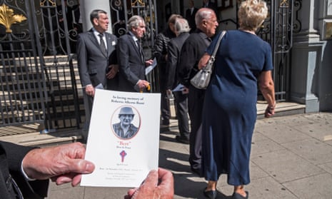 The funeral of Bert ‘Battles’ Rossi took place at St Peter’s Italian church in Holborn