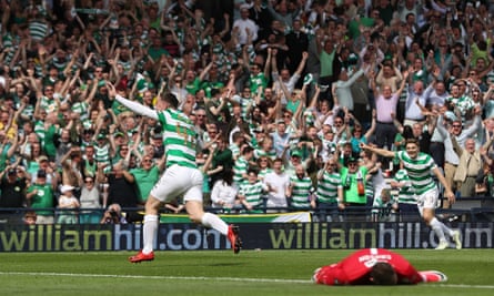 Callum McGregor celebrates after opening the scoring in the 11th minute.