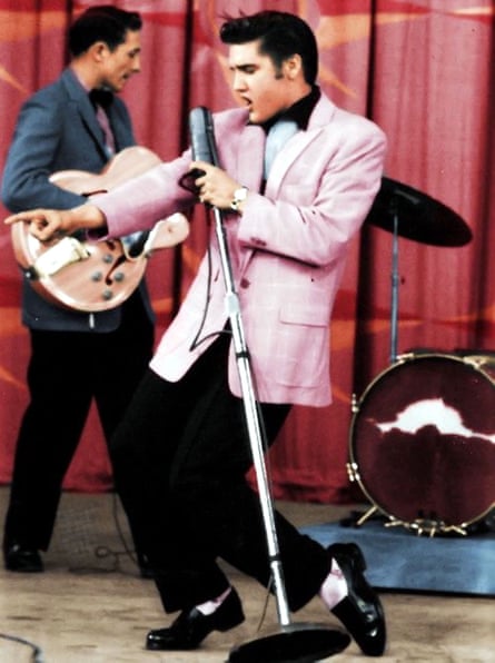 Elvis Presley performing on The Milton Berle Show, 1956