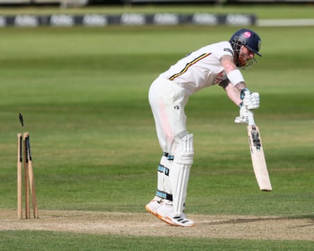 Ben Stokes was bowled for 95 in Durham’s match against Northamptonshire.