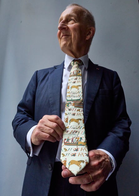 Peter Ricketts, shows off his Bayeux tapestry tie