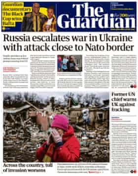 Guardian front page March 14, 2022