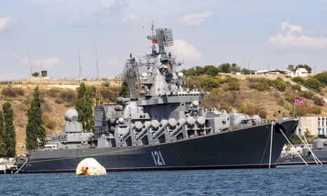 The Moskva missile cruiser, the flagship of Russia's Black Sea fleet, anchored in Sevastopol in 2008.