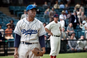 Boseman as Jackie Robinson in 42.