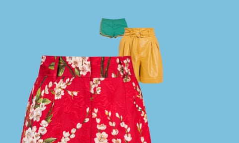 green, yellow and patterned red shorts