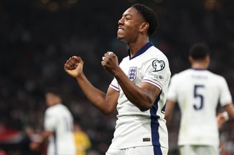 England's Myles Lewis-Skelly celebrates scoring their first goal in the 2026 World Cup qualifier against Albania.