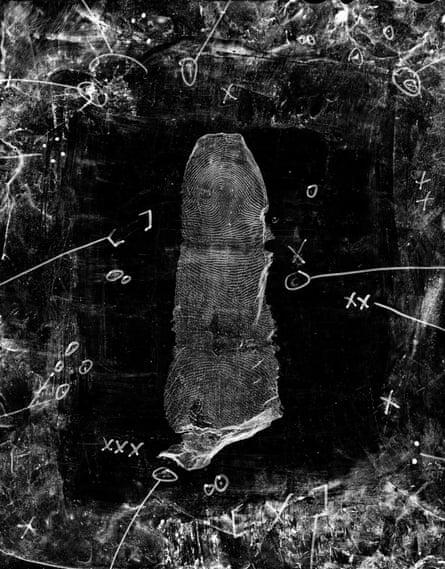 a black and white photograph of a fingerprint