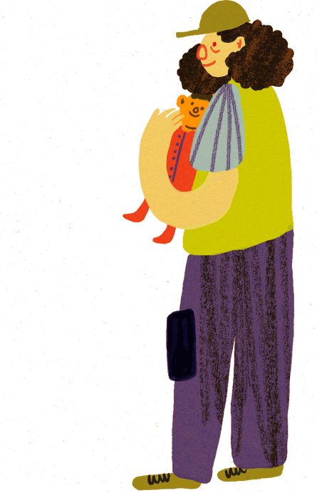 Illustration of a woman holding a baby.