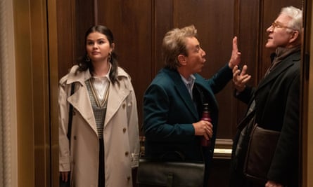 Selena Gomez as Mabel with Martin Short and Steve Martin (Charles) in Only Murders in the Building