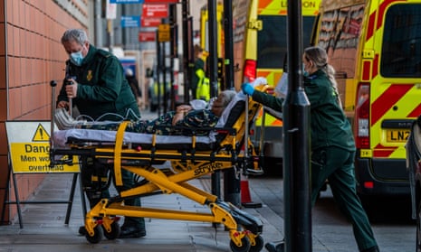 Ambulances at A&E at the Royal London hospital in Whitechapel