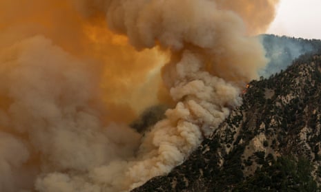 The Bobcat Fire makes a run up a mountainside in the Angeles national forest on Thursday.