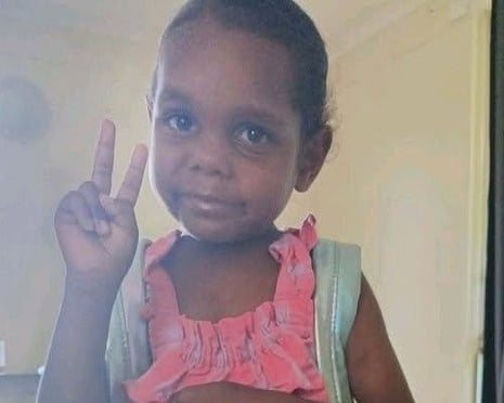 Sharon, five, went missing from the Old Timers Camp in Alice Springs.