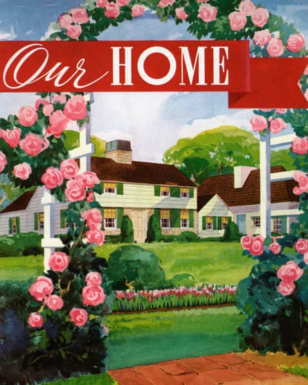 An illustration of the front of what was seen as an ideal American home in 1936.