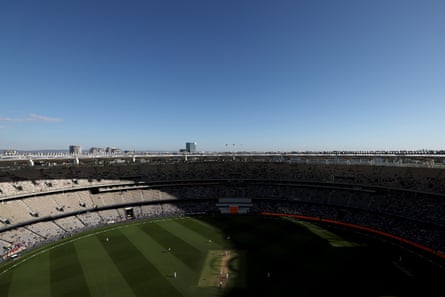 A view of play in Perth Stadium during day three.