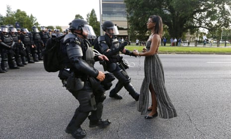 Black Lives Matter protester Ieshia Evans being arrested in Baton Rouge, Louisiana, on 9 July 2016.
