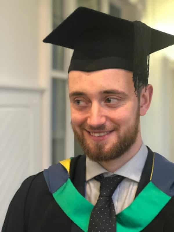 Jacob Dunne graduating with a first-class degree in criminology