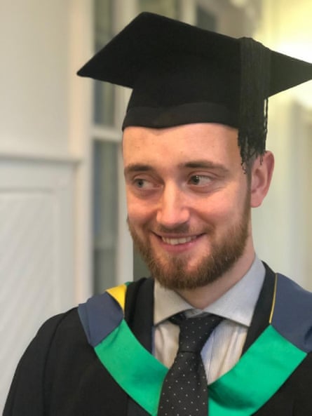 Jacob Dunne graduating with a first-class degree in criminology