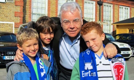 The junior Faheys and friend with Bill Kenwright near Craven Cottage before Fulham v Everton in October 2011.
