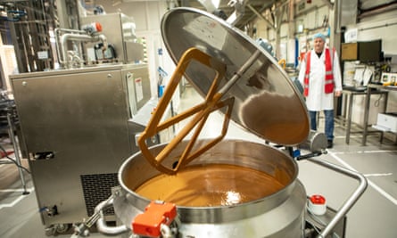 Chocolate mixing machine in factory