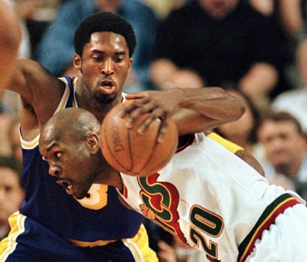The Seattle Supersonics’ Gary Payton, right, and the LA Lakers’ Kobe Bryant were two of the greatest trash talkers to ever lace up sneakers.
